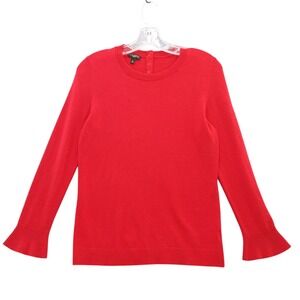 Talbots Petites Red Sweater Women's SP Long Sleeve Knit Top Buttons Back Holiday